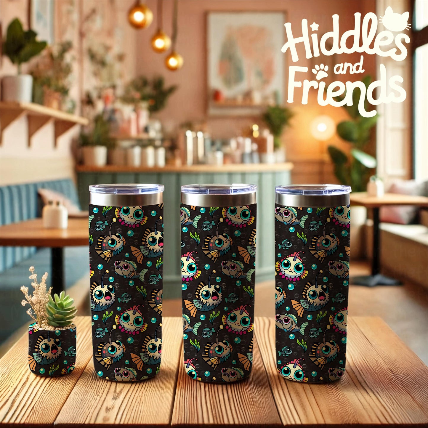 Cute Anglerfish Seamless Pattern