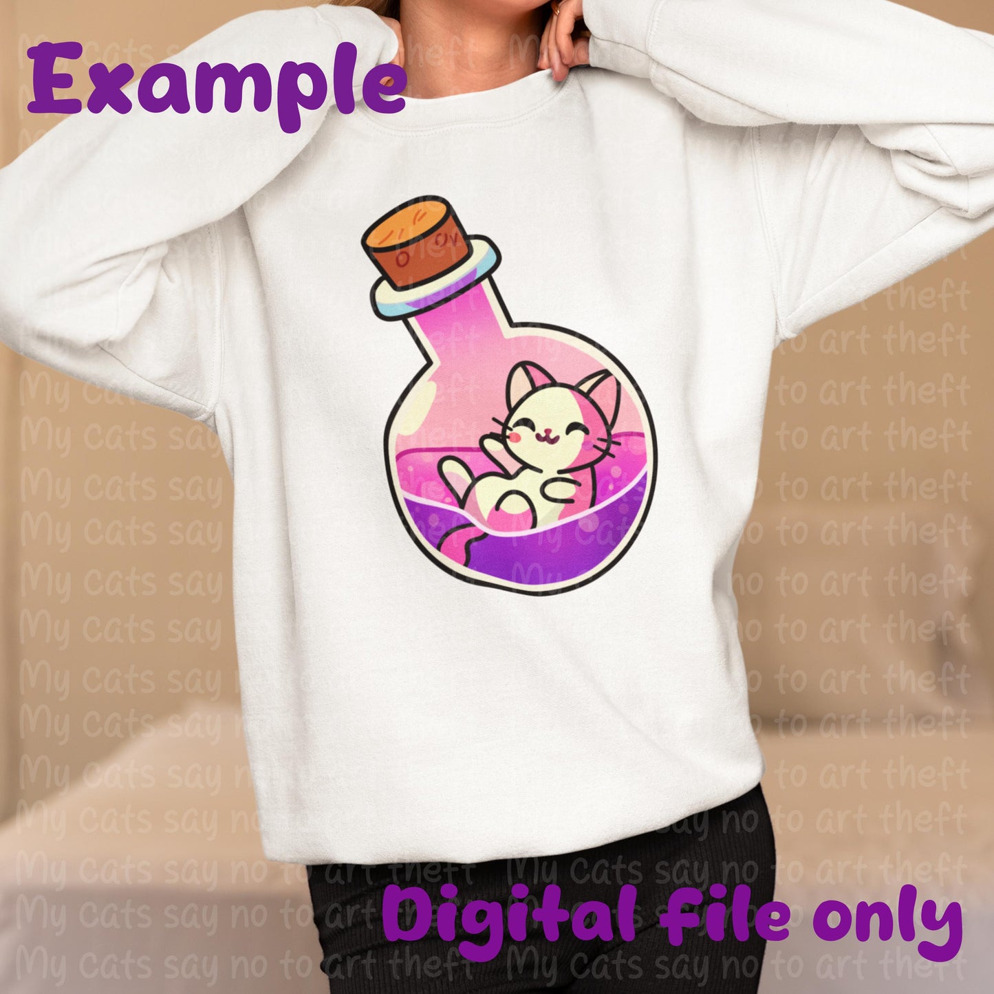 3 Potion Bottle Cat PNGs (plus bonus star) | 3 High Resolution PNGs