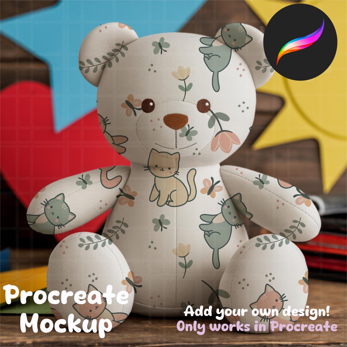 Stuffed Bear Editable Procreate Mockup