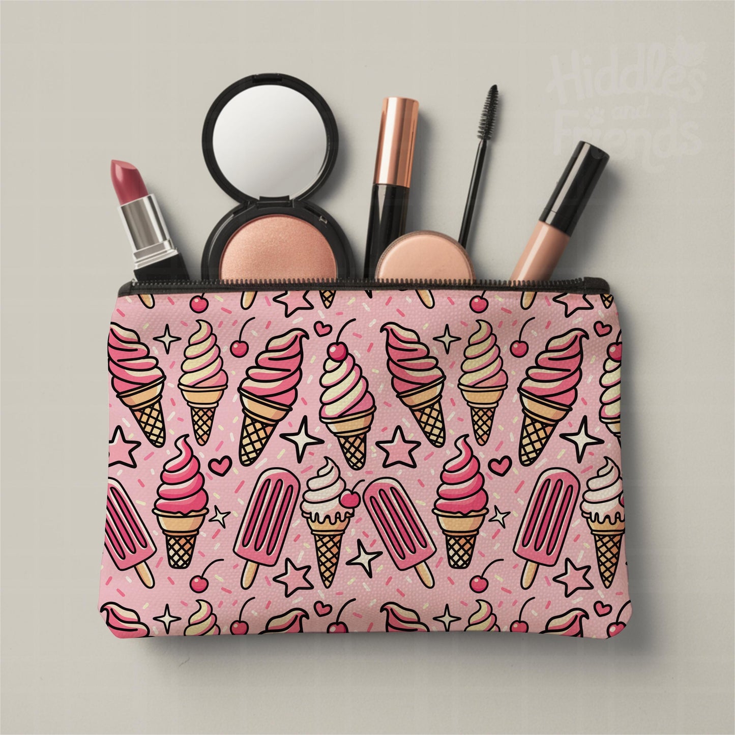 Pink Ice Cream Seamless Pattern