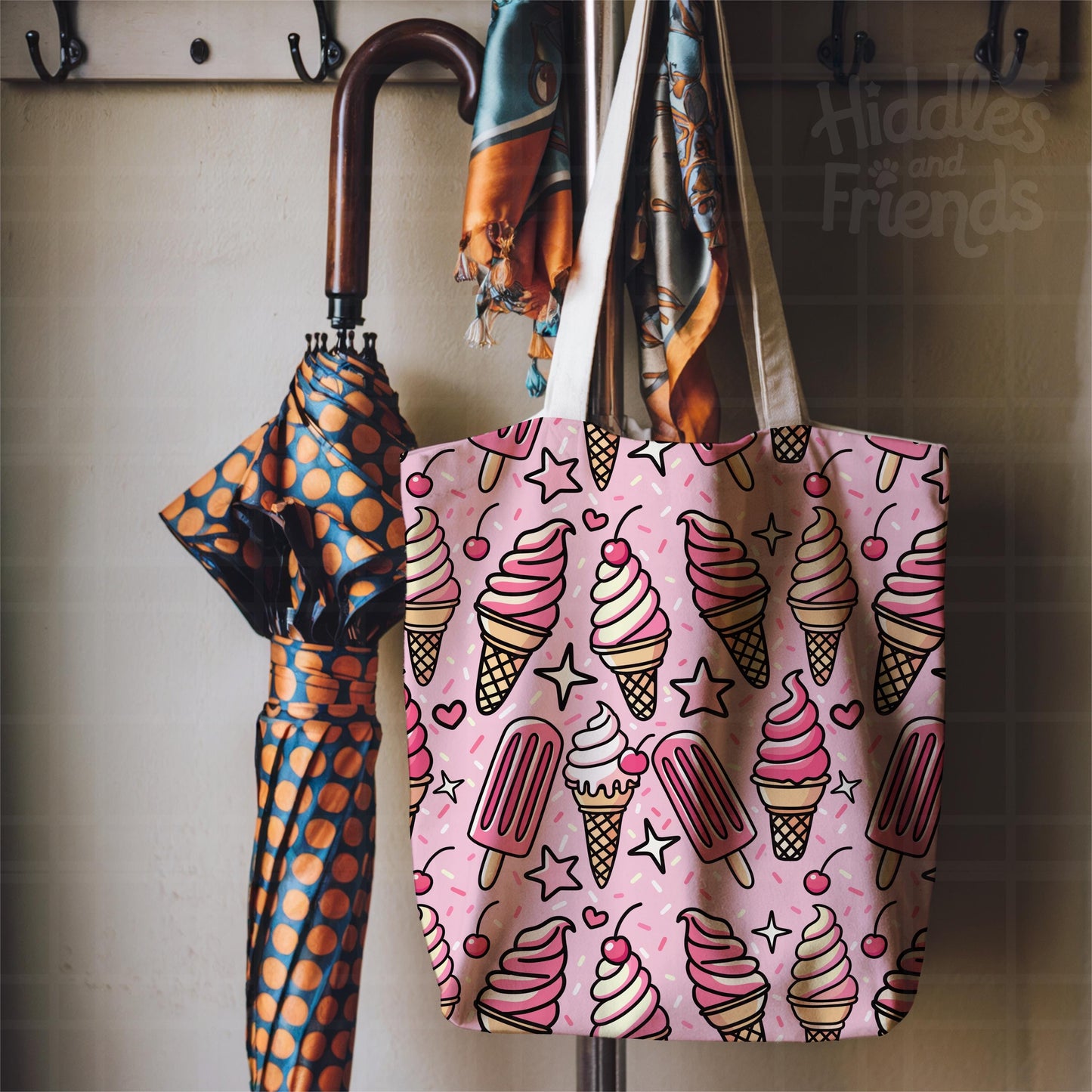 Pink Ice Cream Seamless Pattern