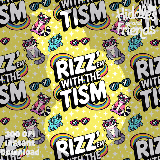 Rizz 'Em With The Tism Seamless Pattern - Yellow