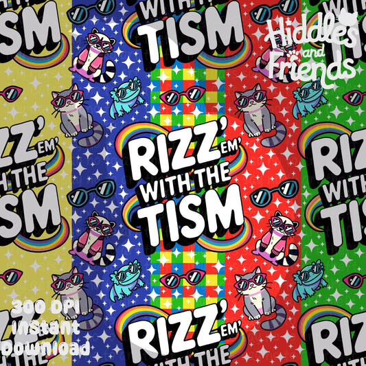 Rizz 'Em With The Tism Seamless Pattern 5 Color Pack