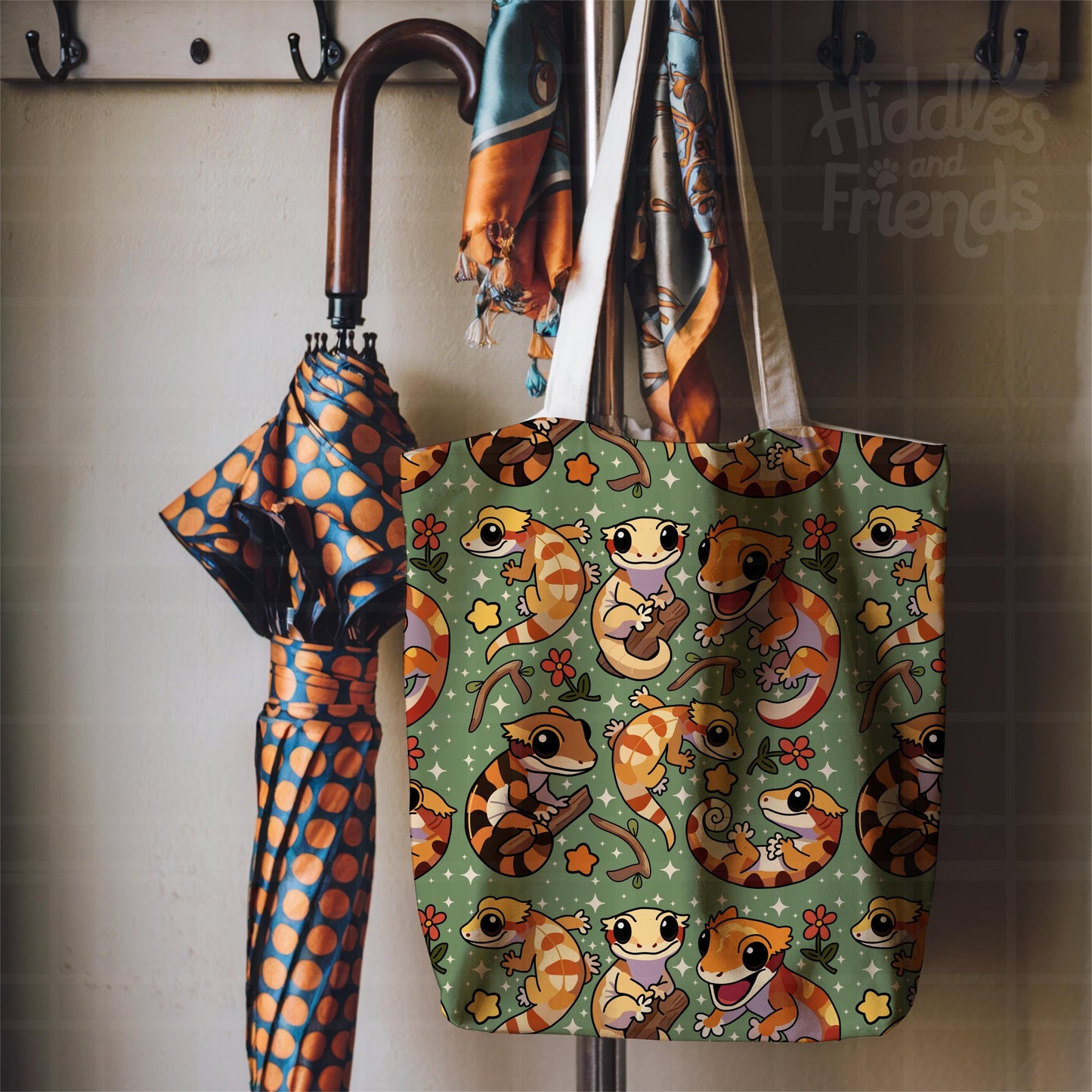 Crested Geckos Seamless Pattern