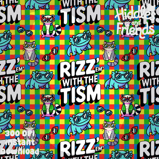 Rizz 'Em With The Tism Seamless Pattern -Non Rainbow