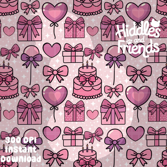 Pink Birthday Seamless Pattern