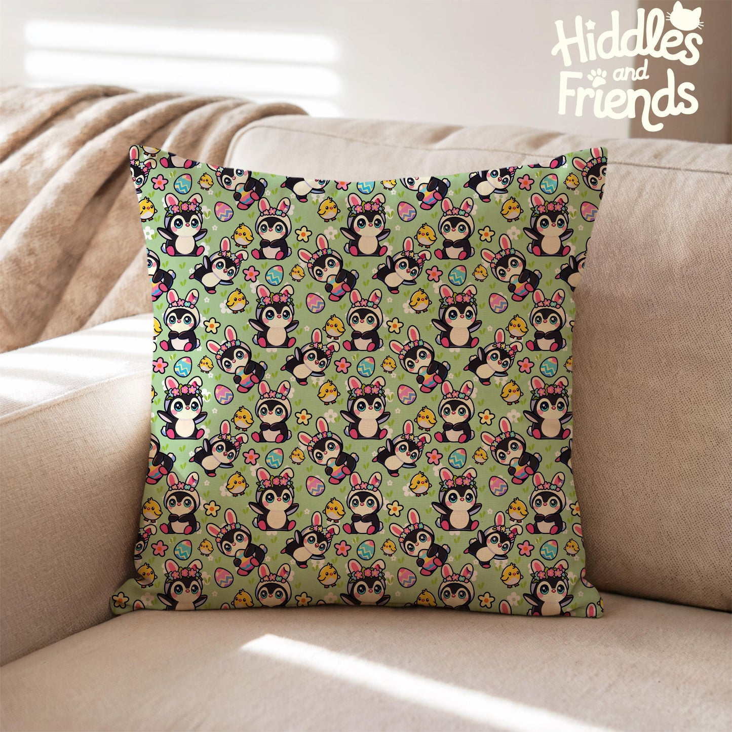 Penguins in Bunny Ears Seamless Pattern