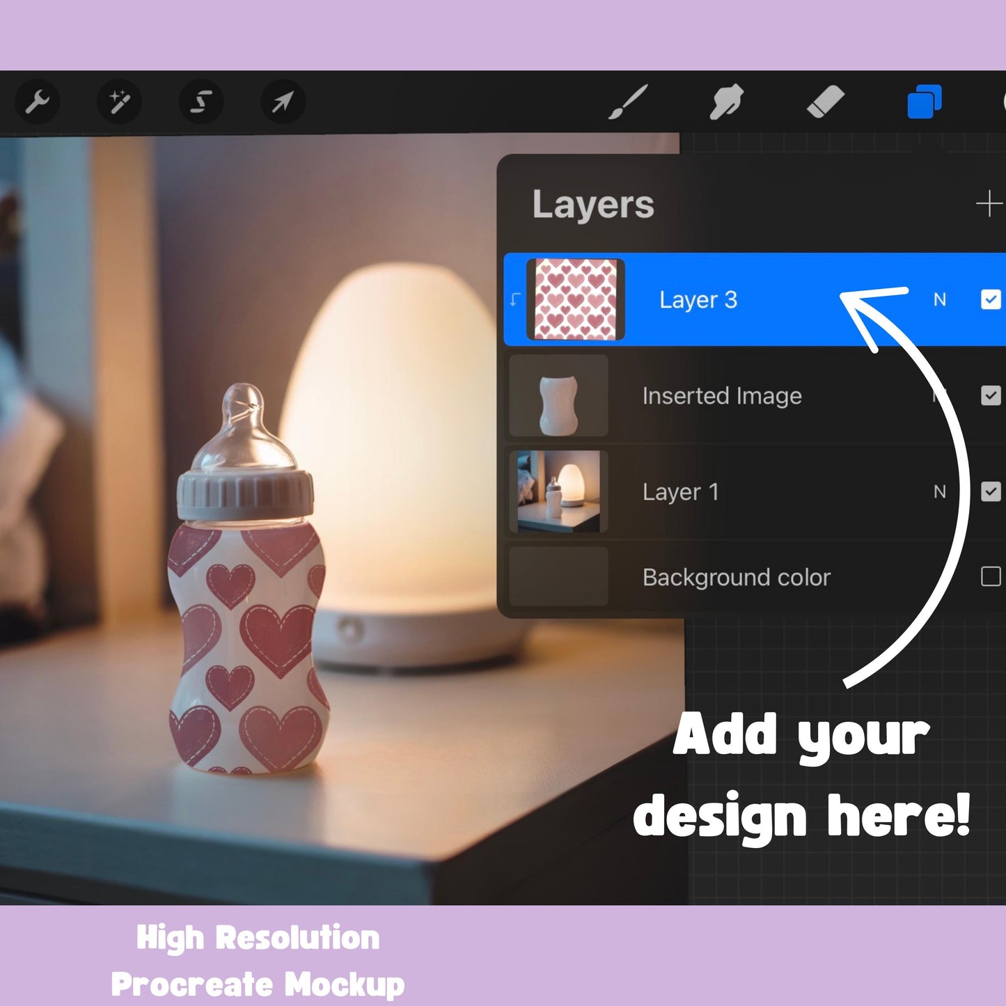 Baby Bottle Editable Procreate Mockup