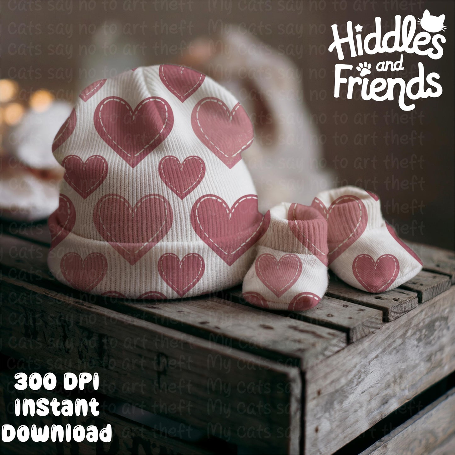 Baby Hat and Booties Editable Procreate Mockup