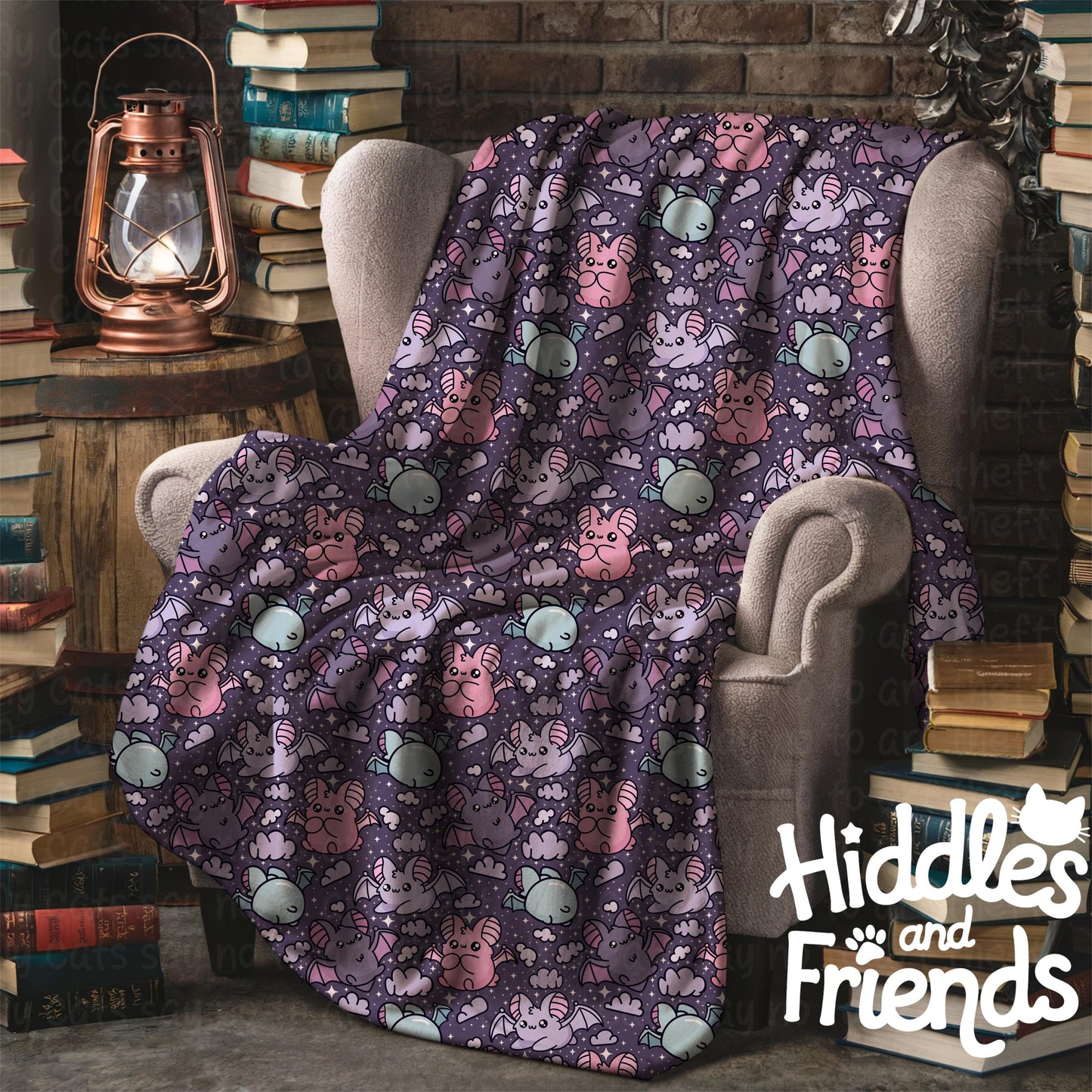 Purple Pastel Bats Seamless Pattern