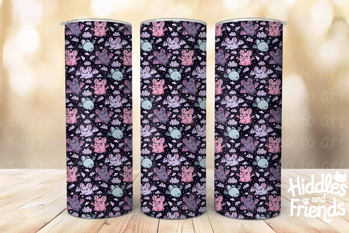 Black Pastel Bats Seamless Pattern