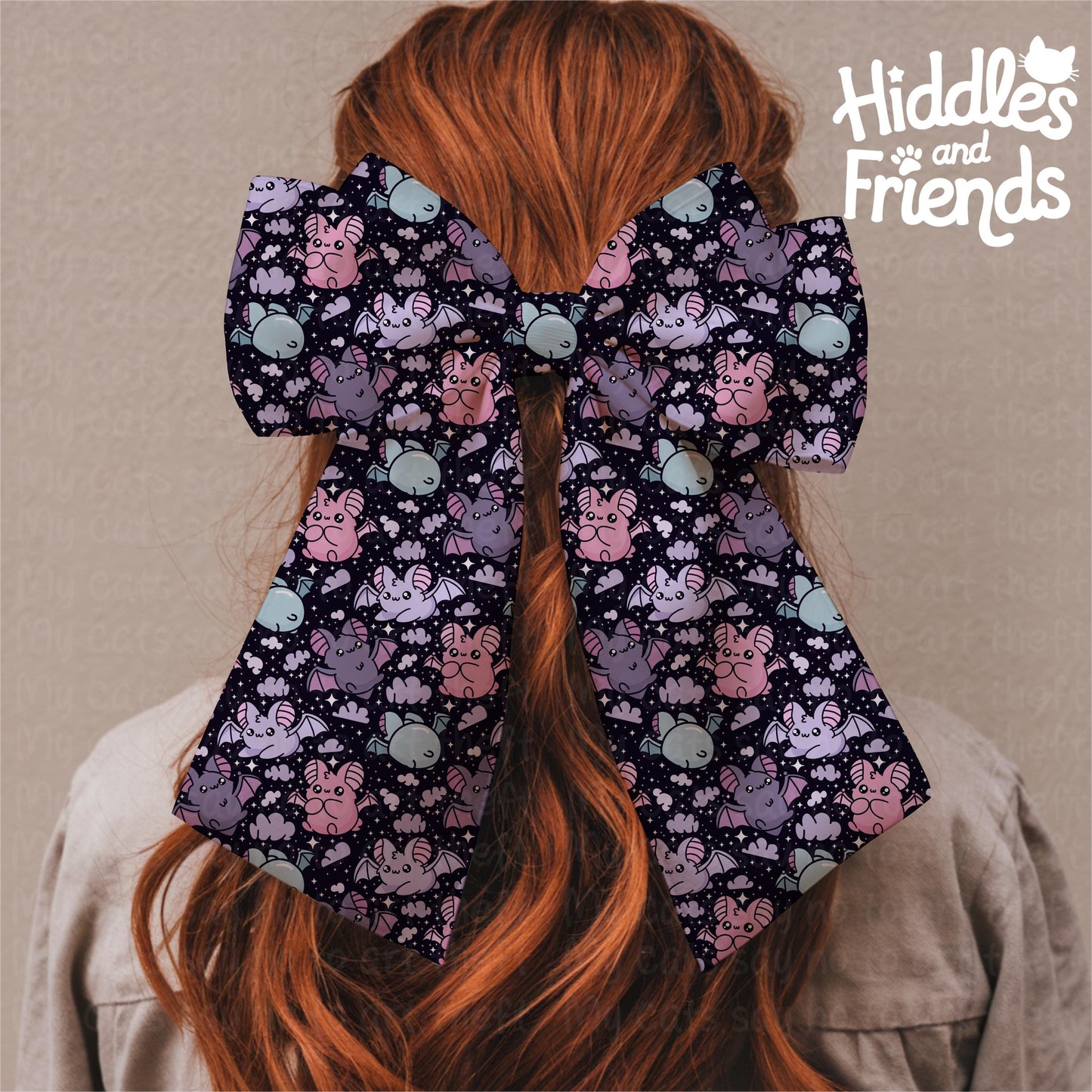 Black Pastel Bats Seamless Pattern