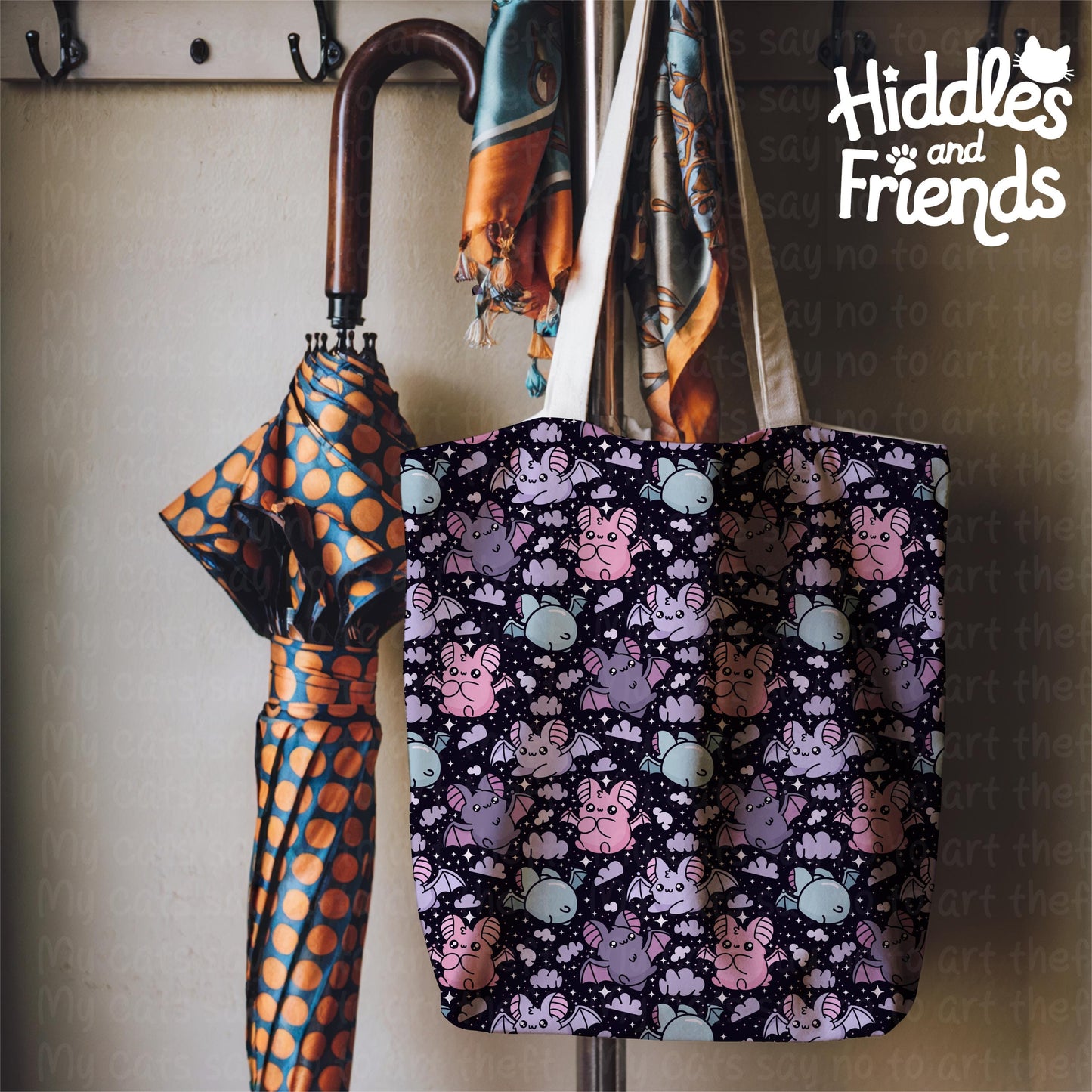 Black Pastel Bats Seamless Pattern