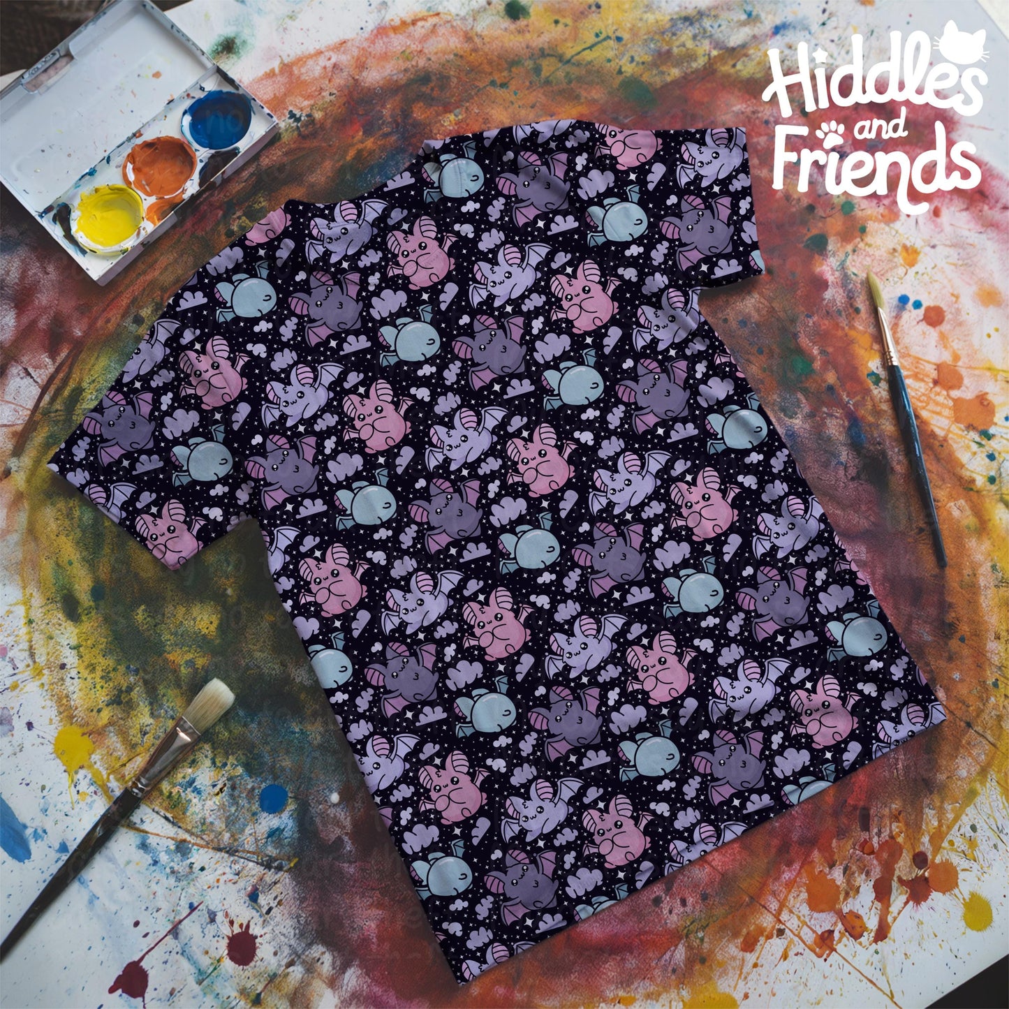 Black Pastel Bats Seamless Pattern