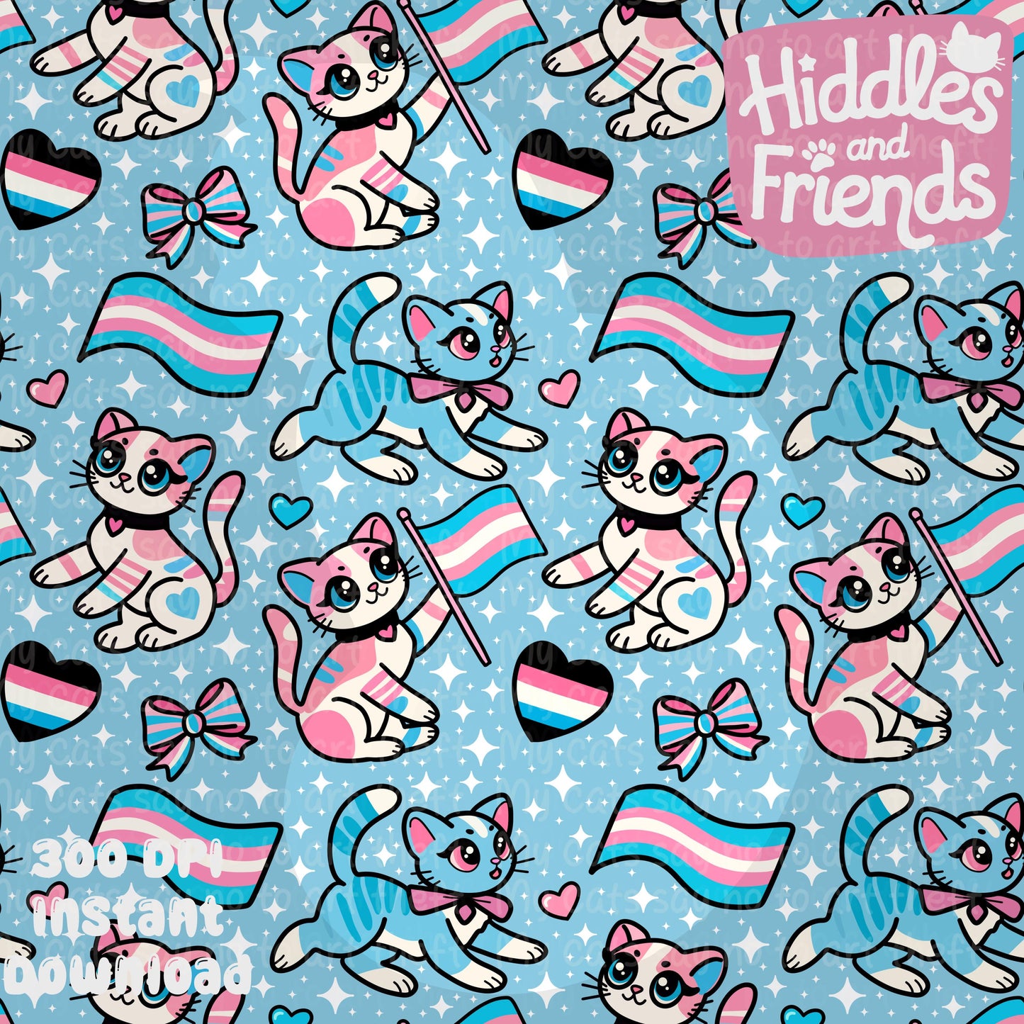 Trans Pride Cats - Cute LGBTQ+ Seamless Pattern
