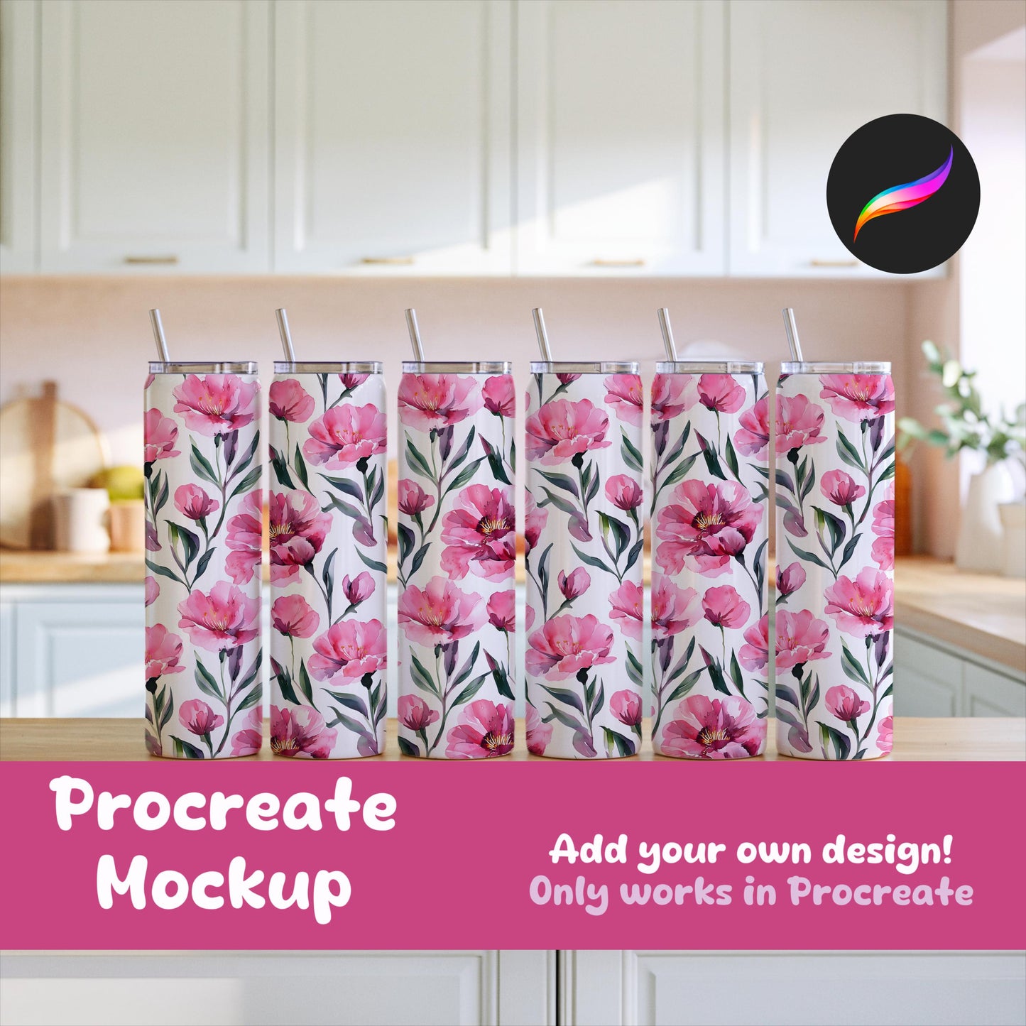 Six Tumblers Editable Procreate Mockup