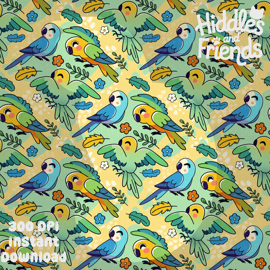 Tropical Birds Seamless Pattern
