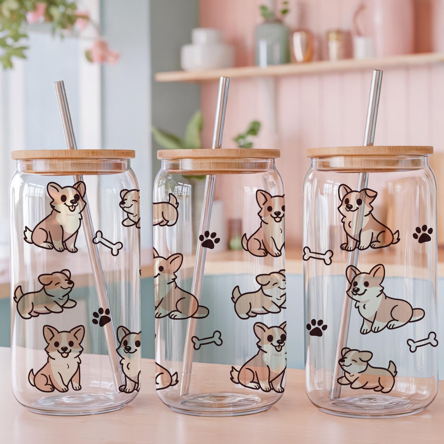 Three Glass Cans Editable Procreate Mockup