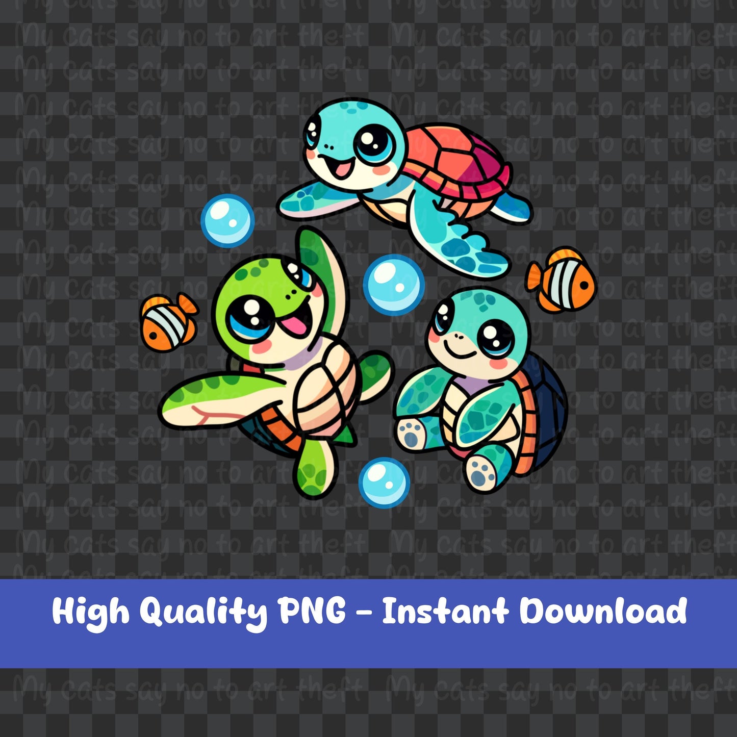 Sea Turtle Digital Sticker PNG