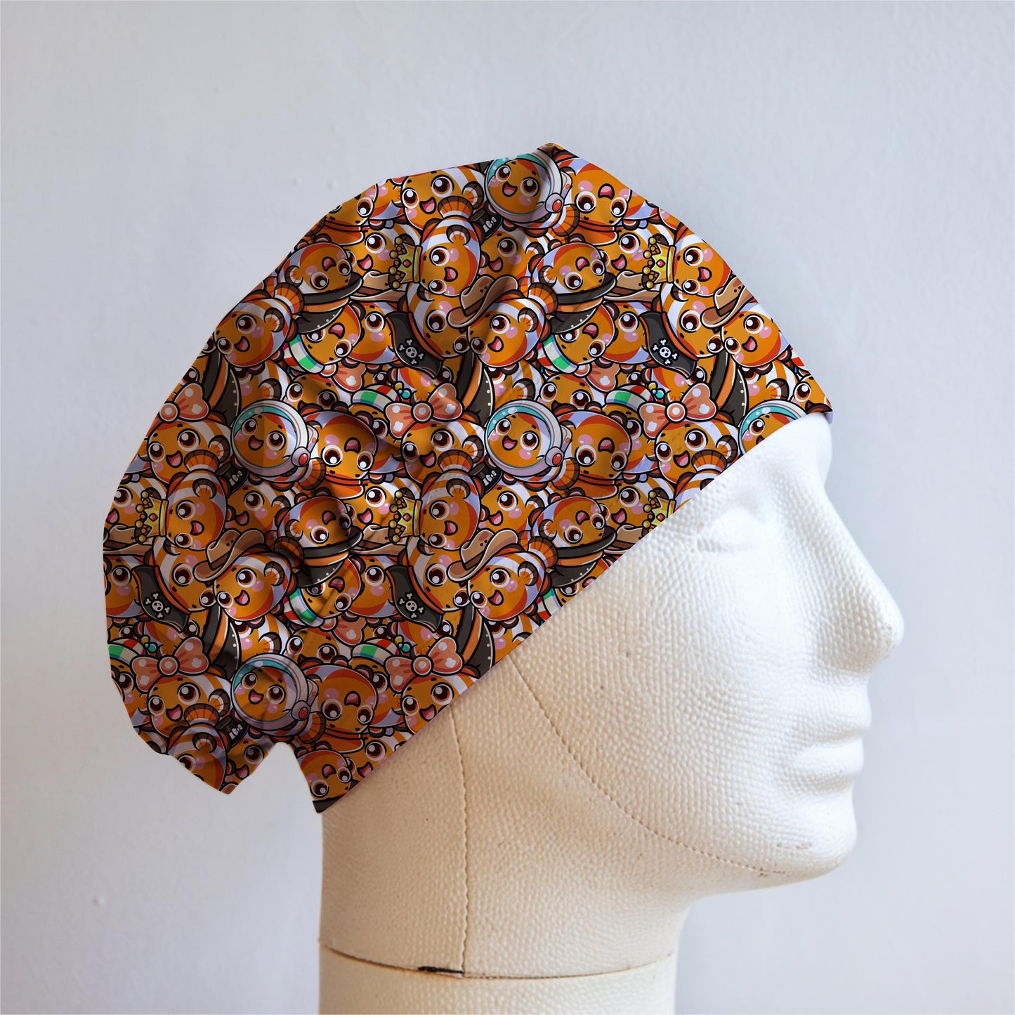 Clownfish Seamless Pattern Cute Cartoon Fish in Silly Hats