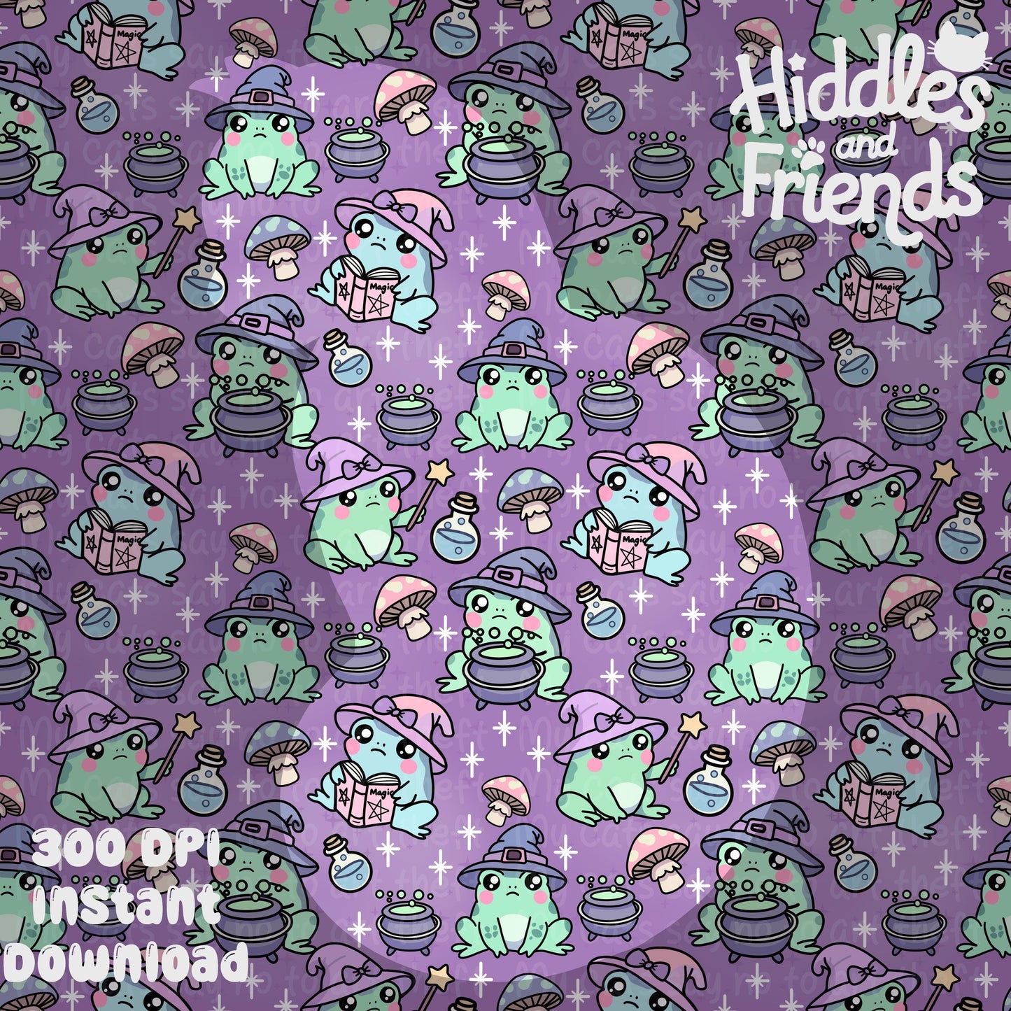 Witchy Frog Seamless Pattern