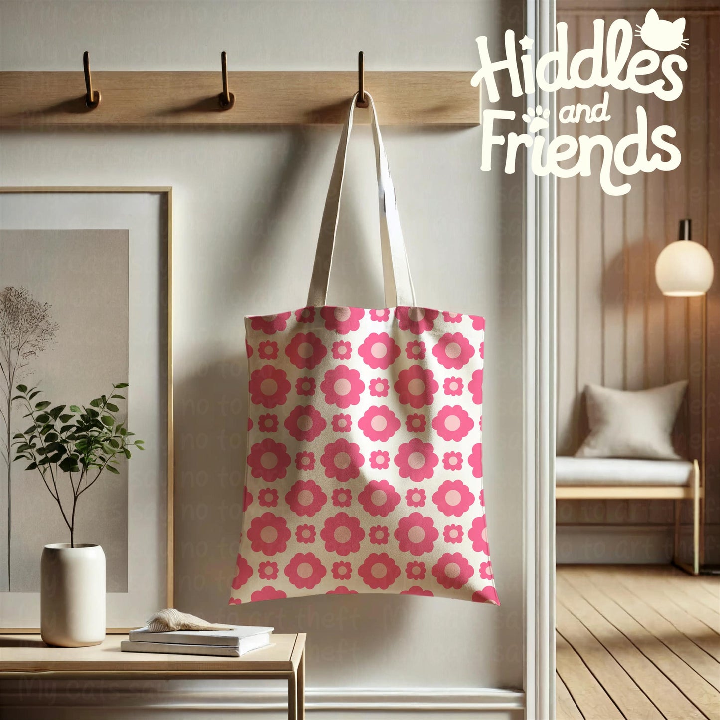 Retro Pink Flower Power Seamless Pattern