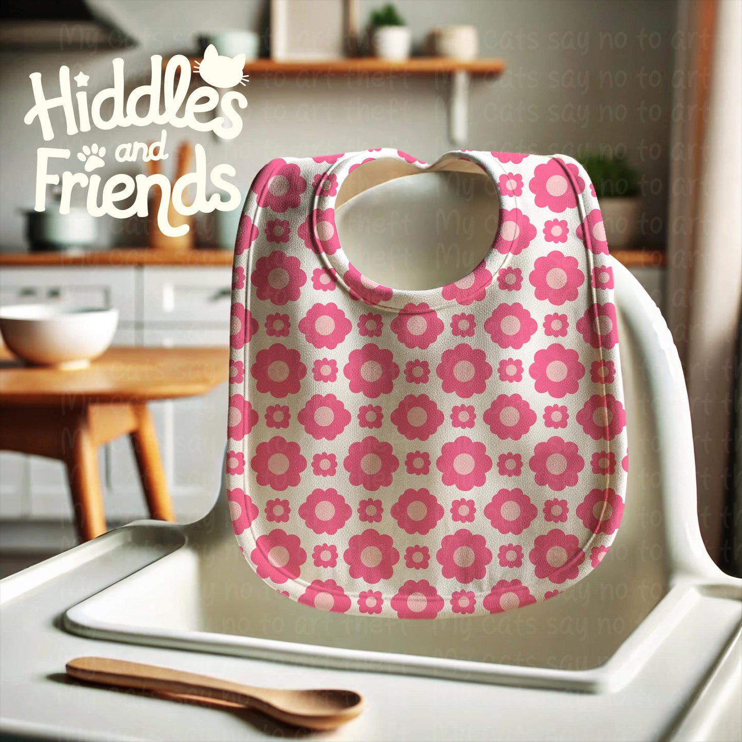 Retro Pink Flower Power Seamless Pattern