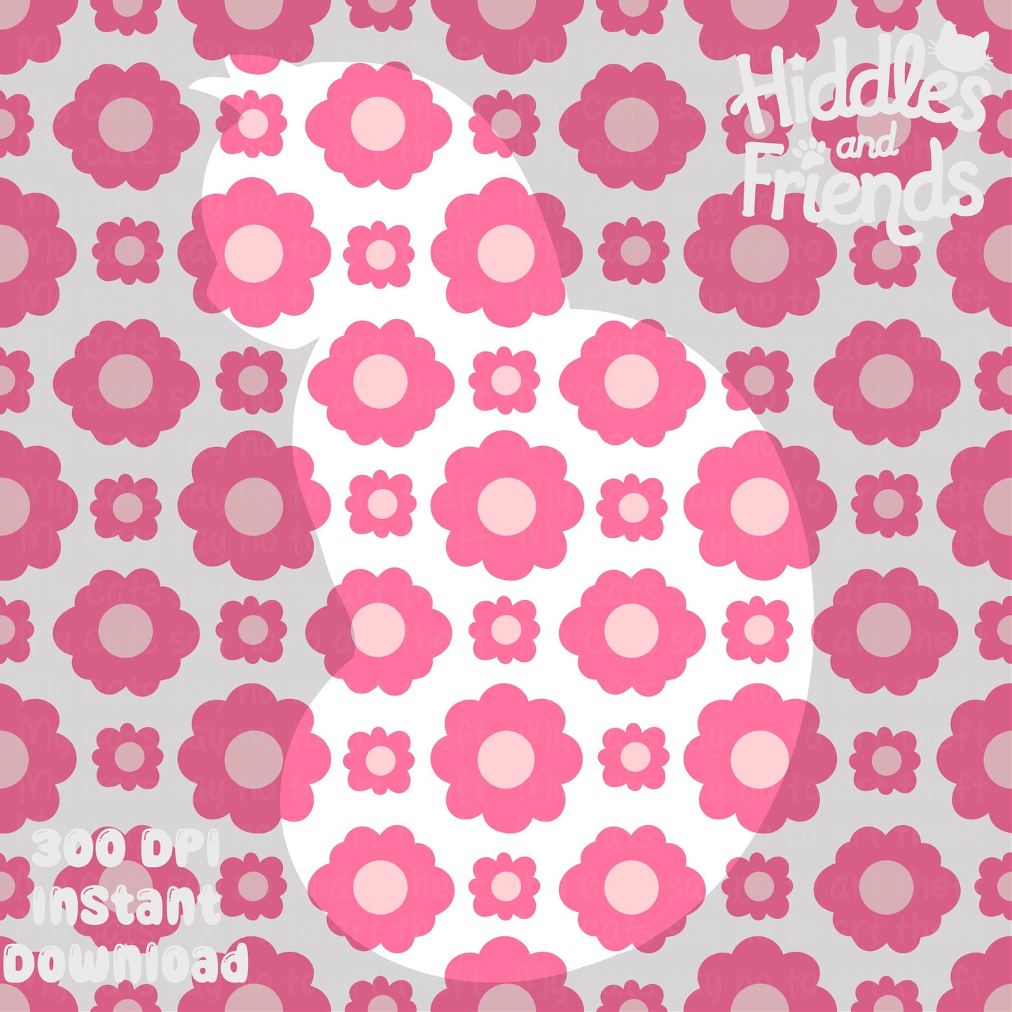 Retro Pink Flower Power Seamless Pattern