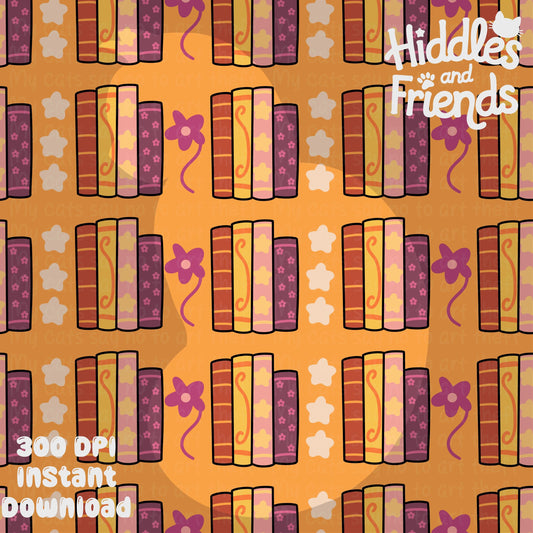 Books and Stars Seamless Pattern