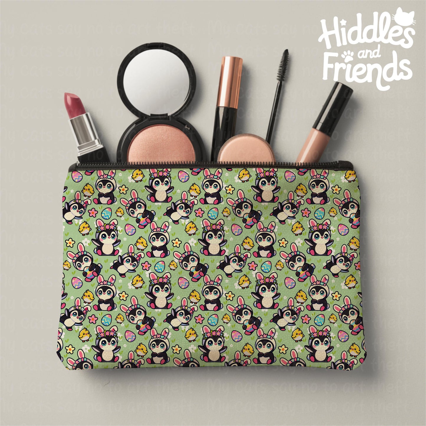 Penguins in Bunny Ears Seamless Pattern