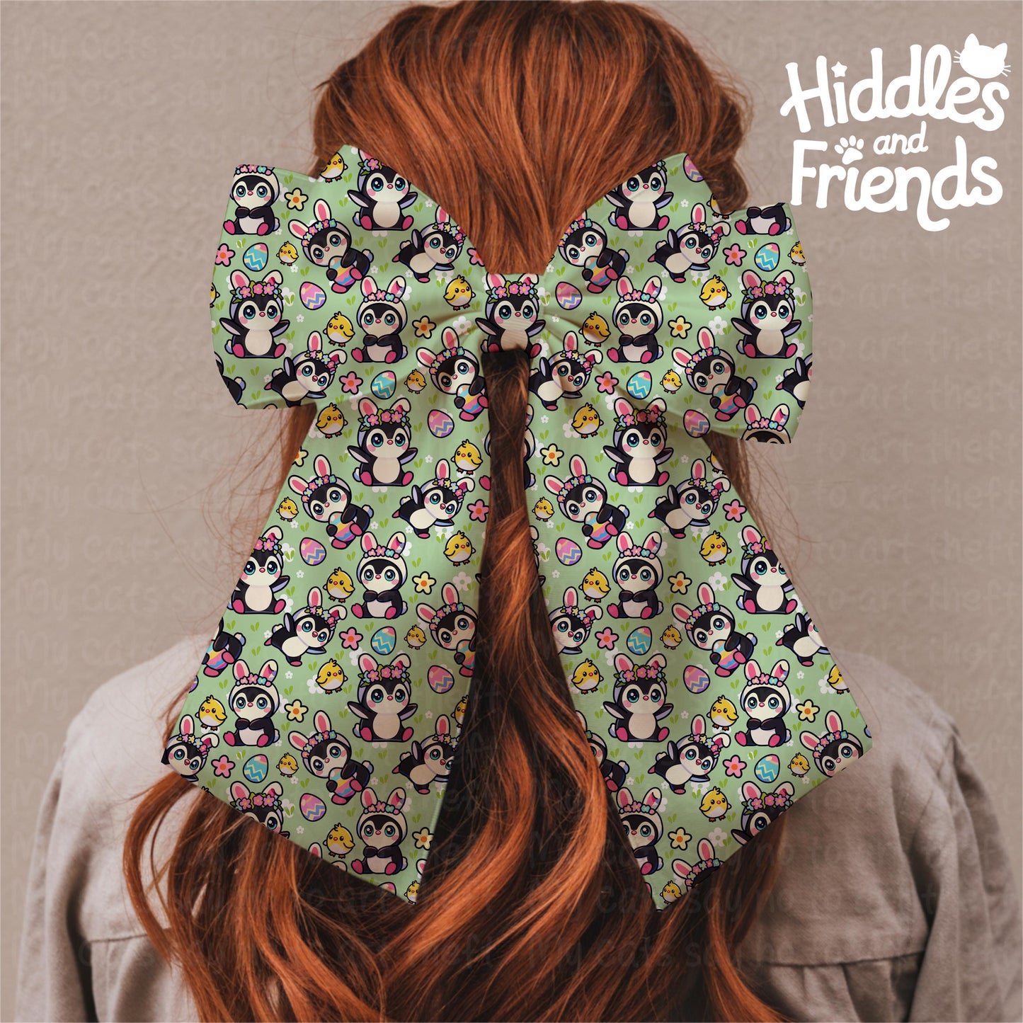 Penguins in Bunny Ears Seamless Pattern