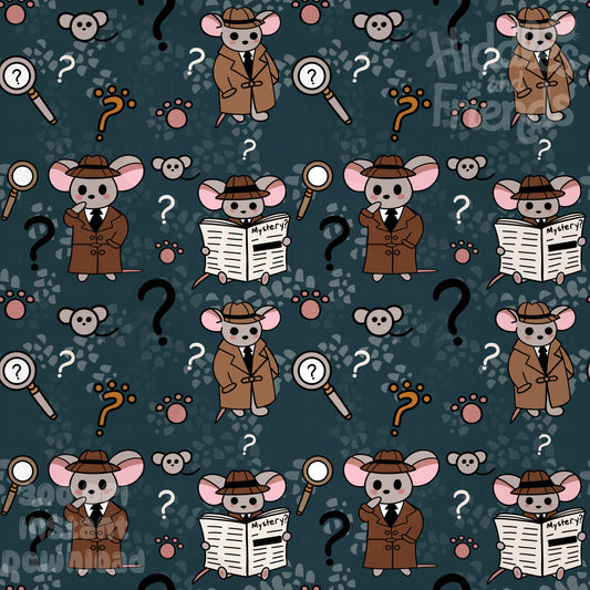 Detective Mice Noir Seamless Pattern – Blue