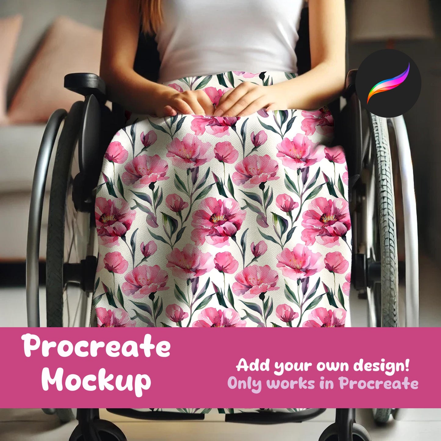 Wheelchair Blanket Editable Procreate Mockup