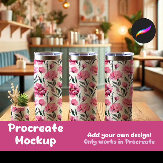 Three Tumblers and Planter Mockup for Procreate