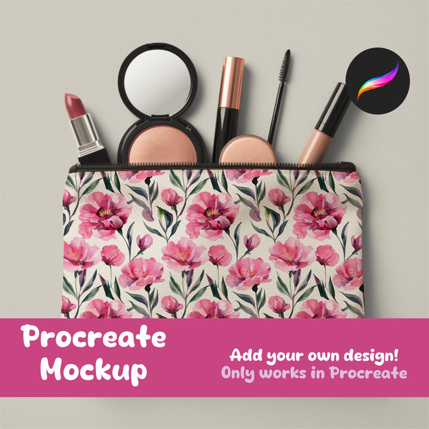 Makeup Bag  Editable Procreate Mockup