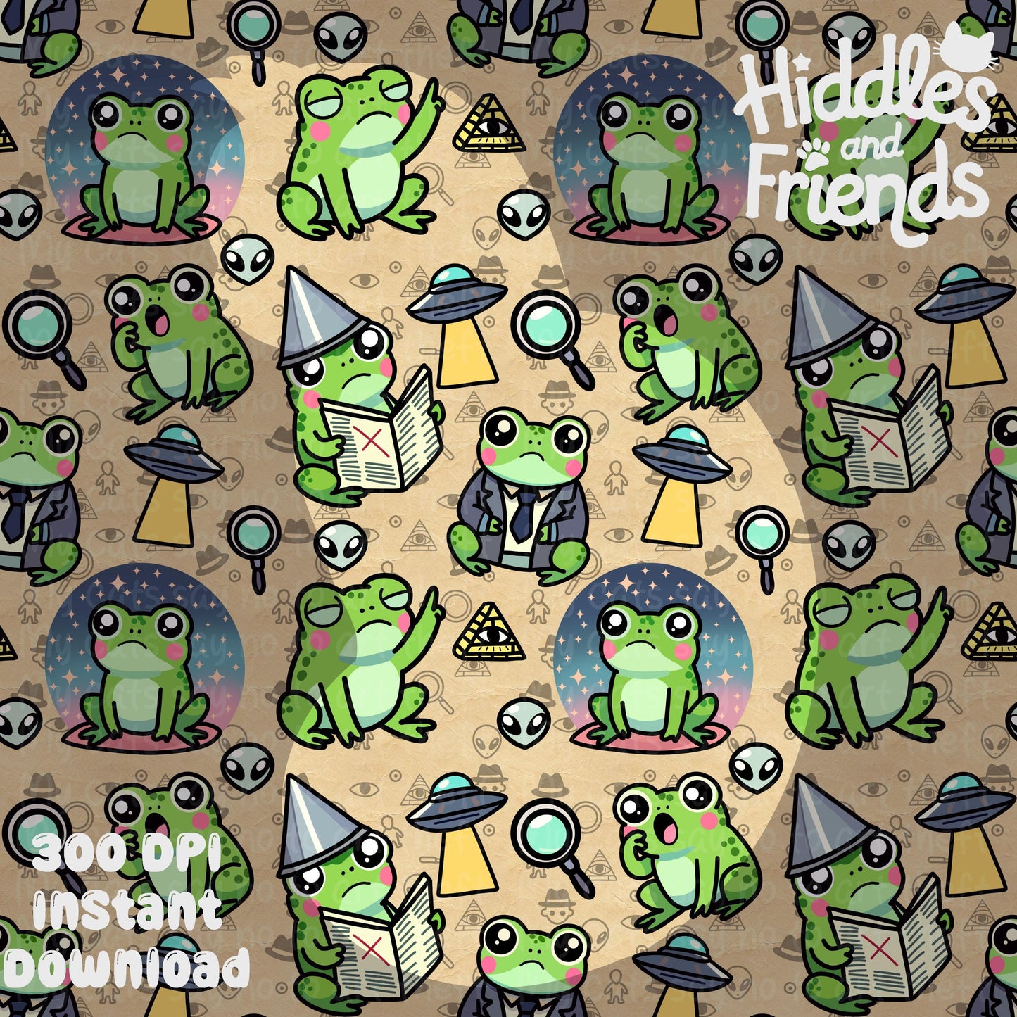 Conspiracy Frog Seamless Pattern