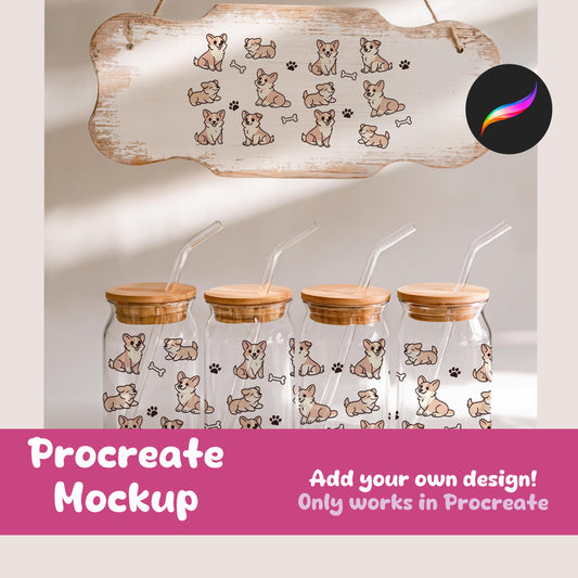 Four Glass Cans Procreate Mockup