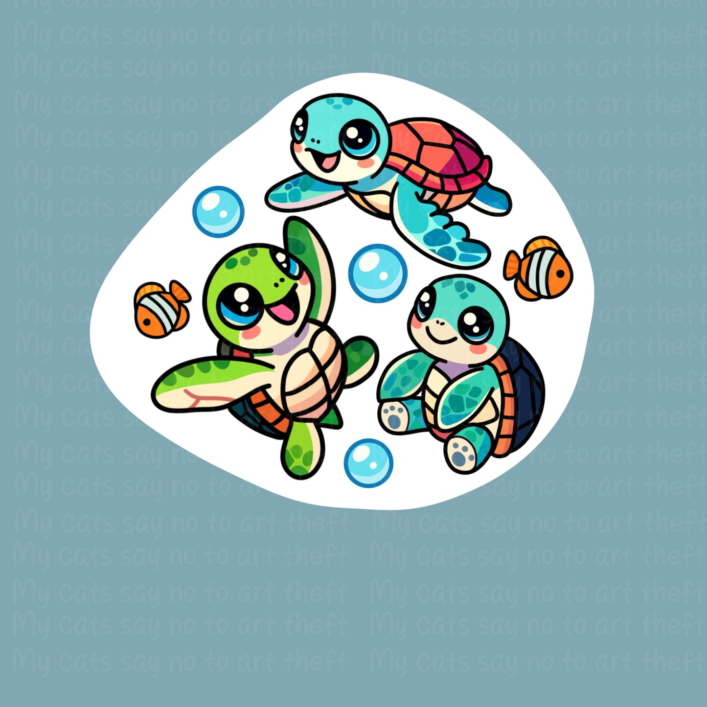 Sea Turtle Digital Sticker PNG