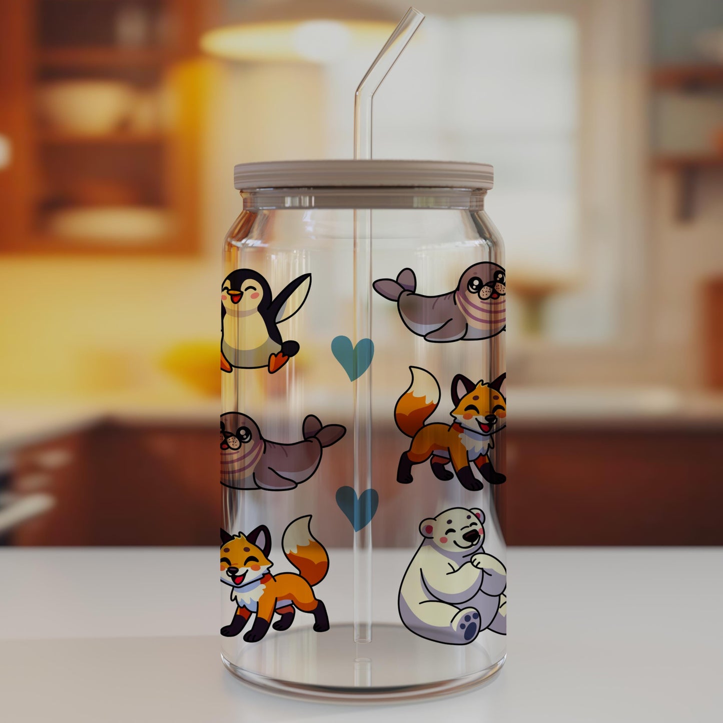 Arctic Animal Glass Can Wrap PNG