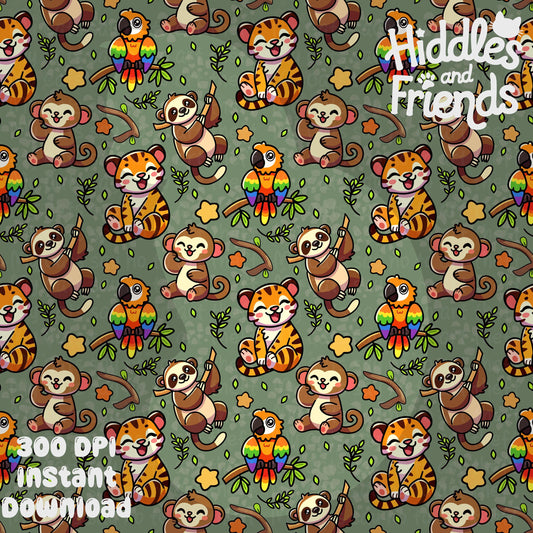Jungle Friends Seamless Pattern