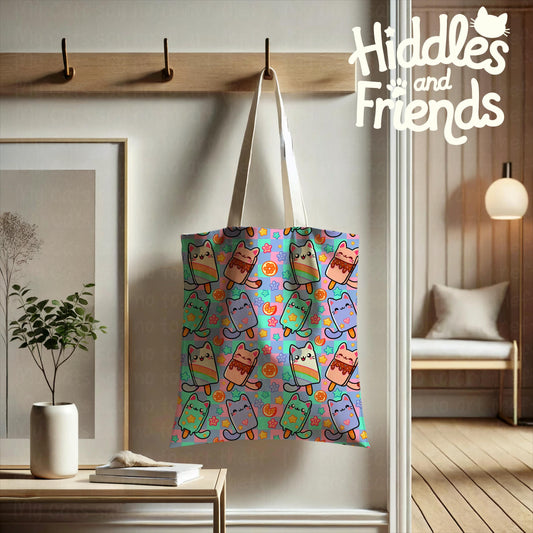 Kawaii Cat Popsicle Seamless Pattern