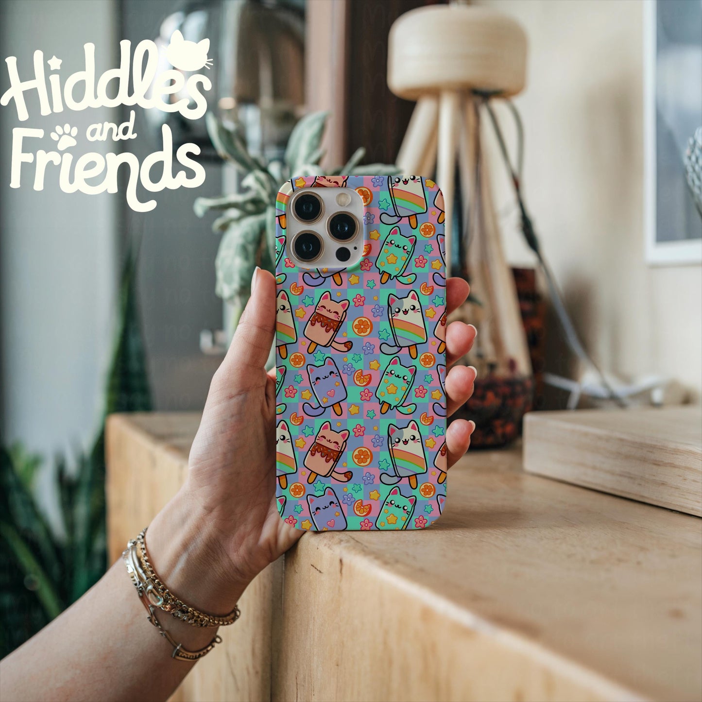 Kawaii Cat Popsicle Seamless Pattern