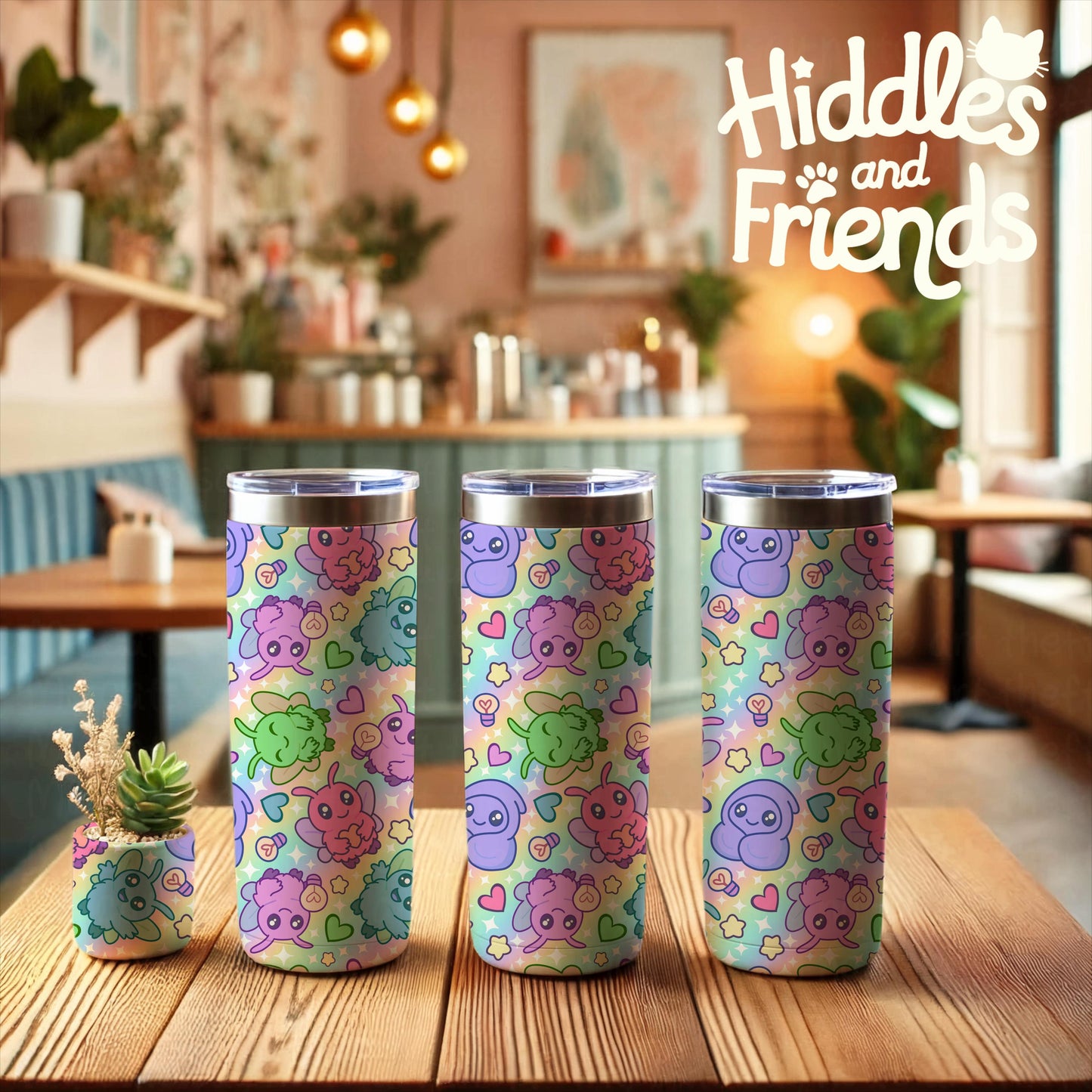 Rainbow Moth Friends Seamless Pattern