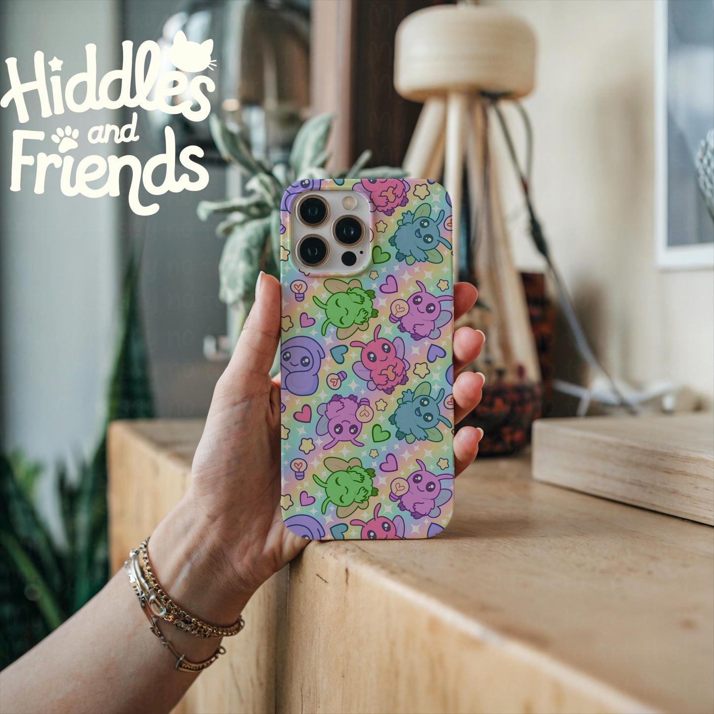 Rainbow Moth Friends Seamless Pattern