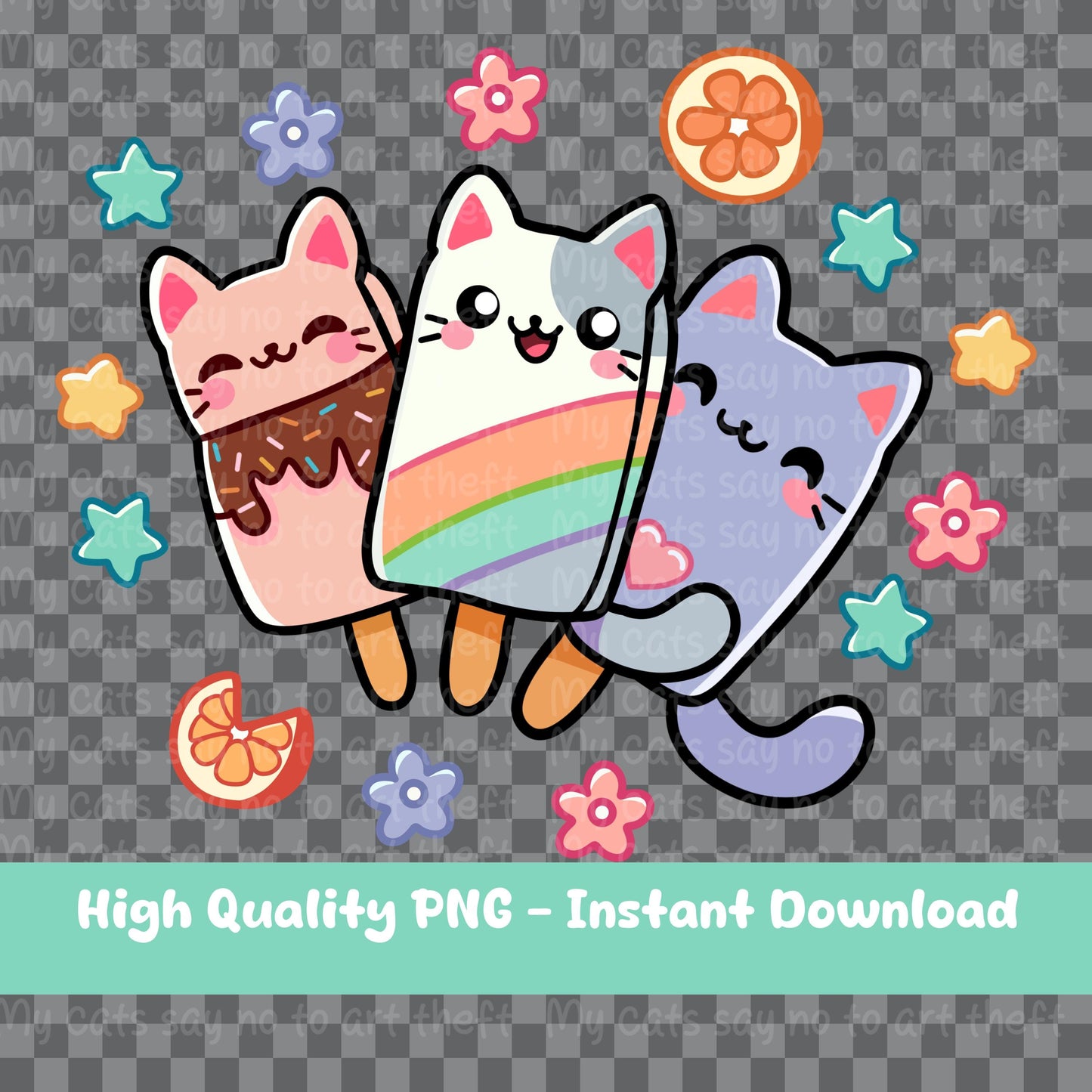 Kawaii Popsicle Cats Digital Sticker