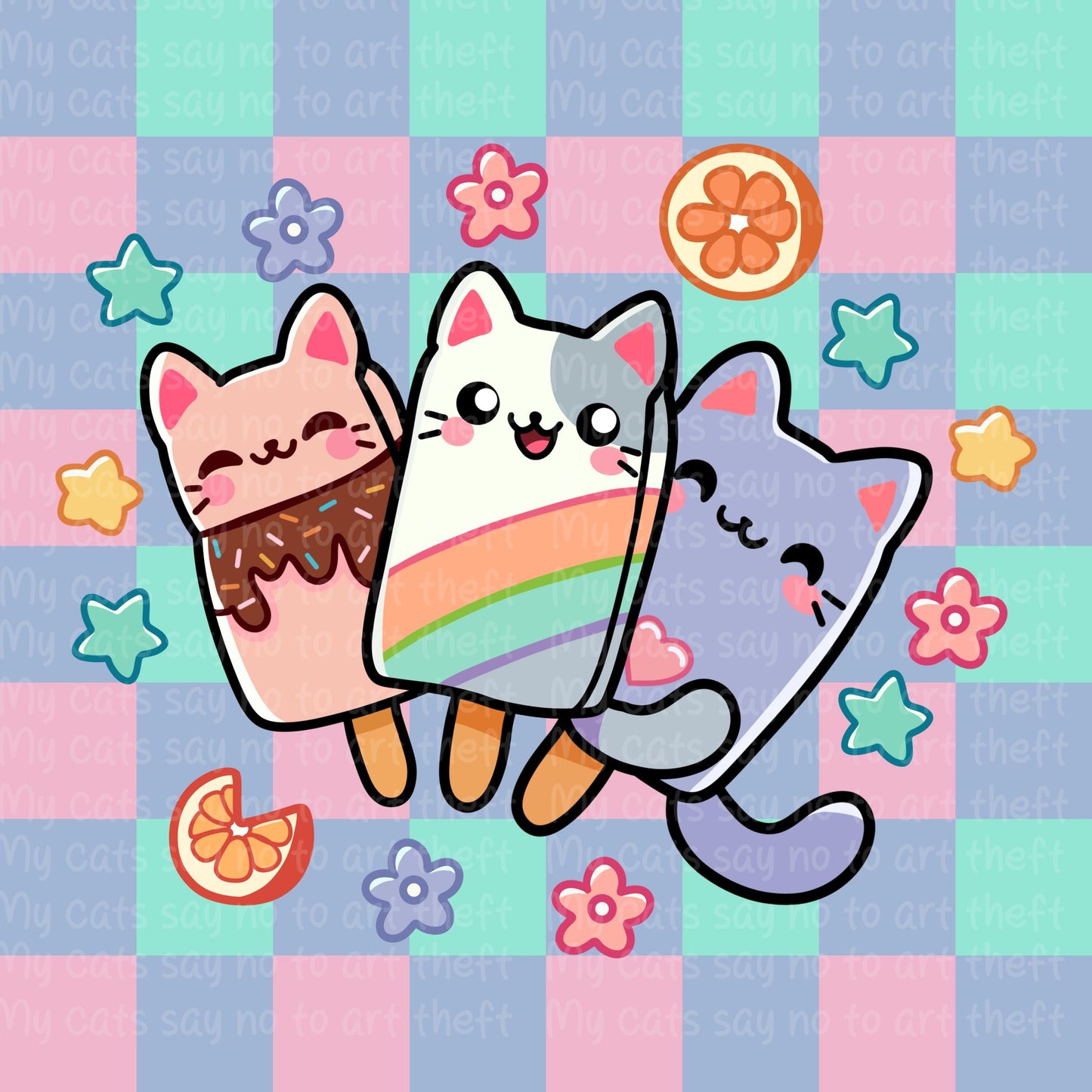 Kawaii Popsicle Cats Digital Sticker