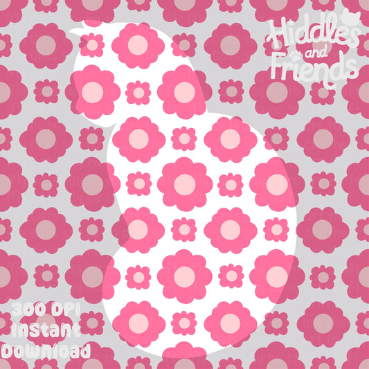 Retro Pink Flower Power Seamless Pattern