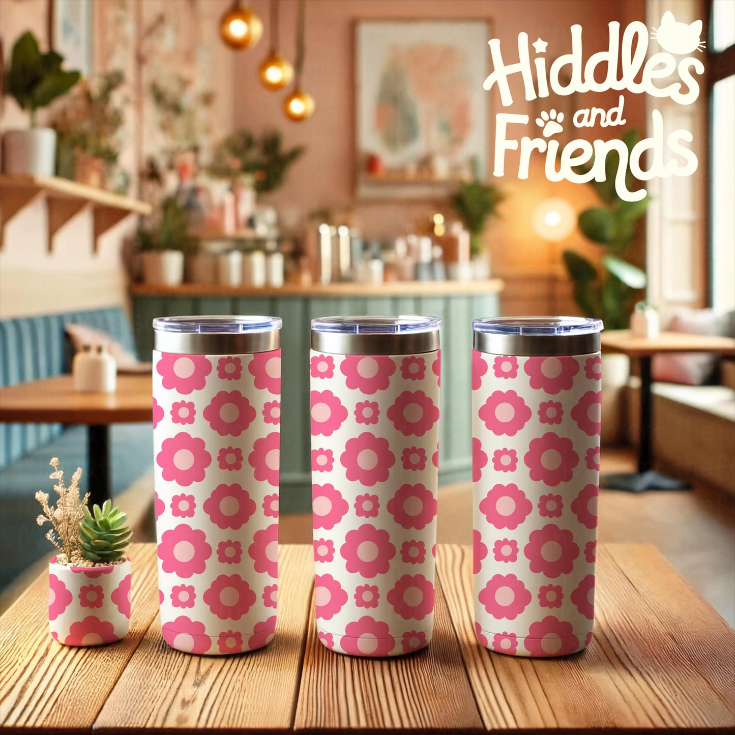 Retro Pink Flower Power Seamless Pattern