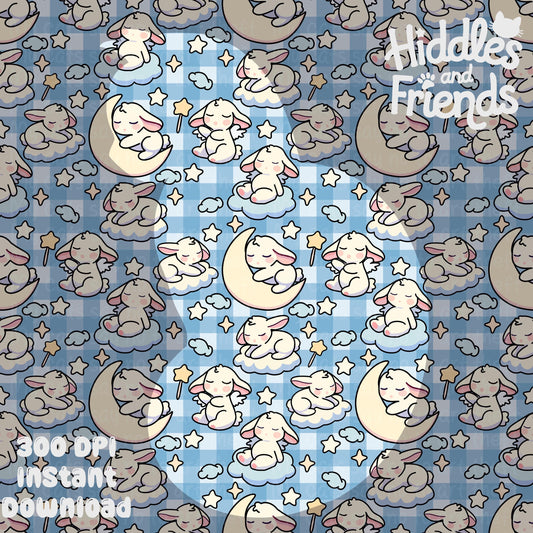 Sleepy Bunny Dreams Seamless Pattern