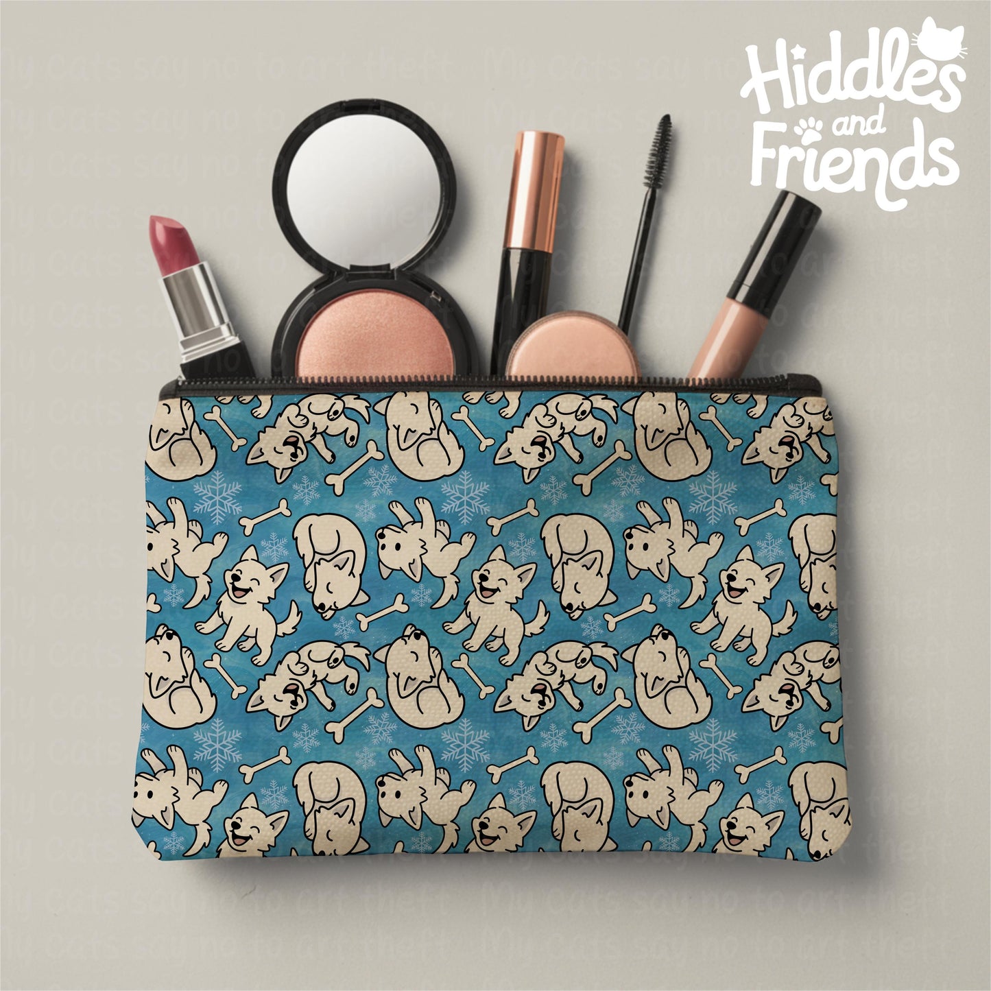 Winter Wolf Pups Seamless Pattern